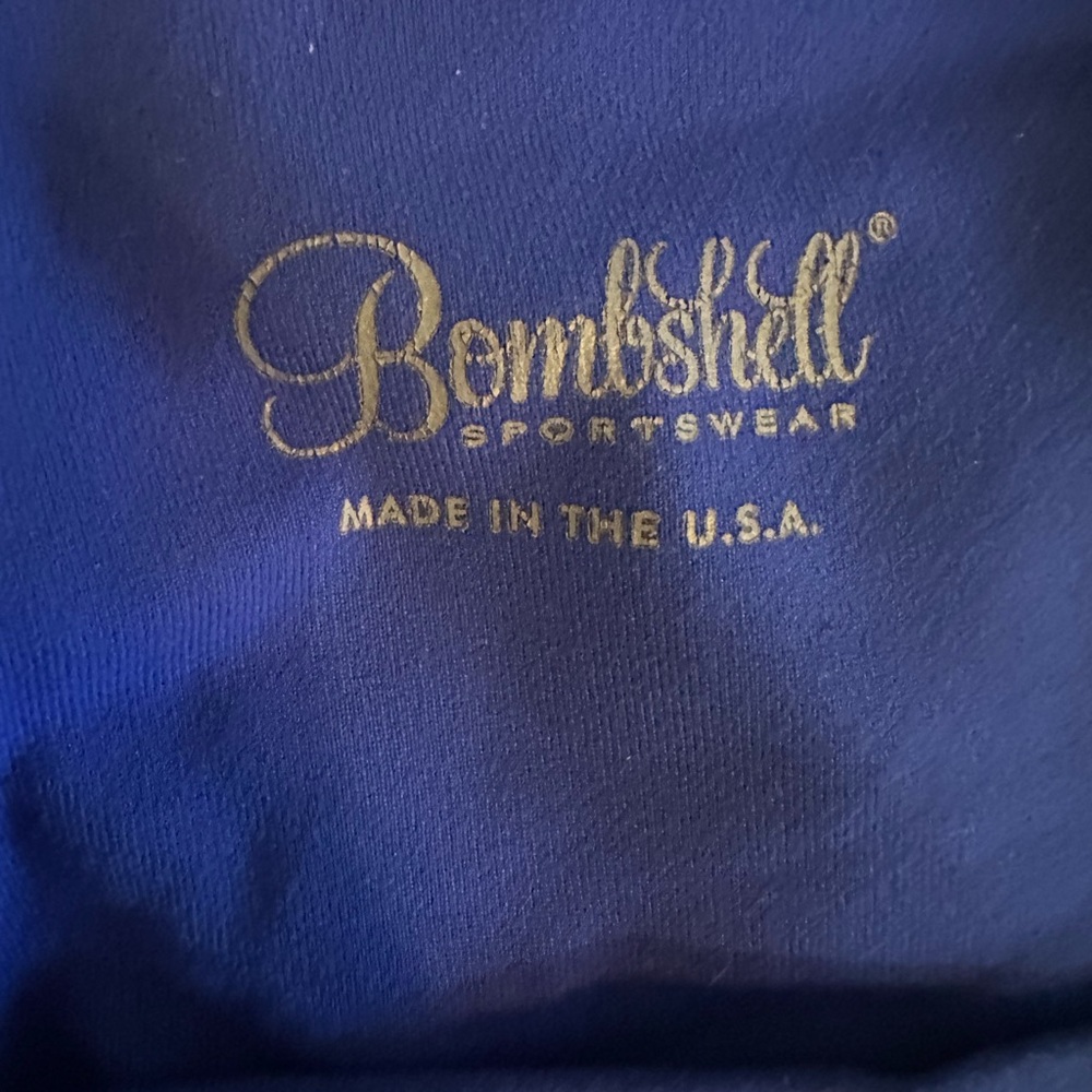 Bombshell Sportswear Blue and White Striped Leggings - Picture 2 of 5